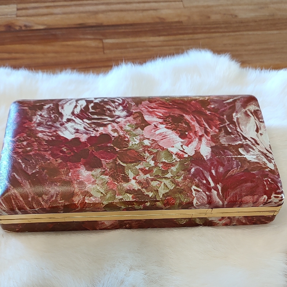 Travel Jewelry Case Mele Clamshell Vintage Case Vintage Roses 80's